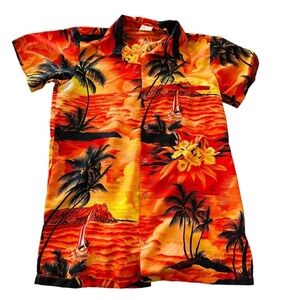 Tropical Sunset Men's Casual Button Down Shirt